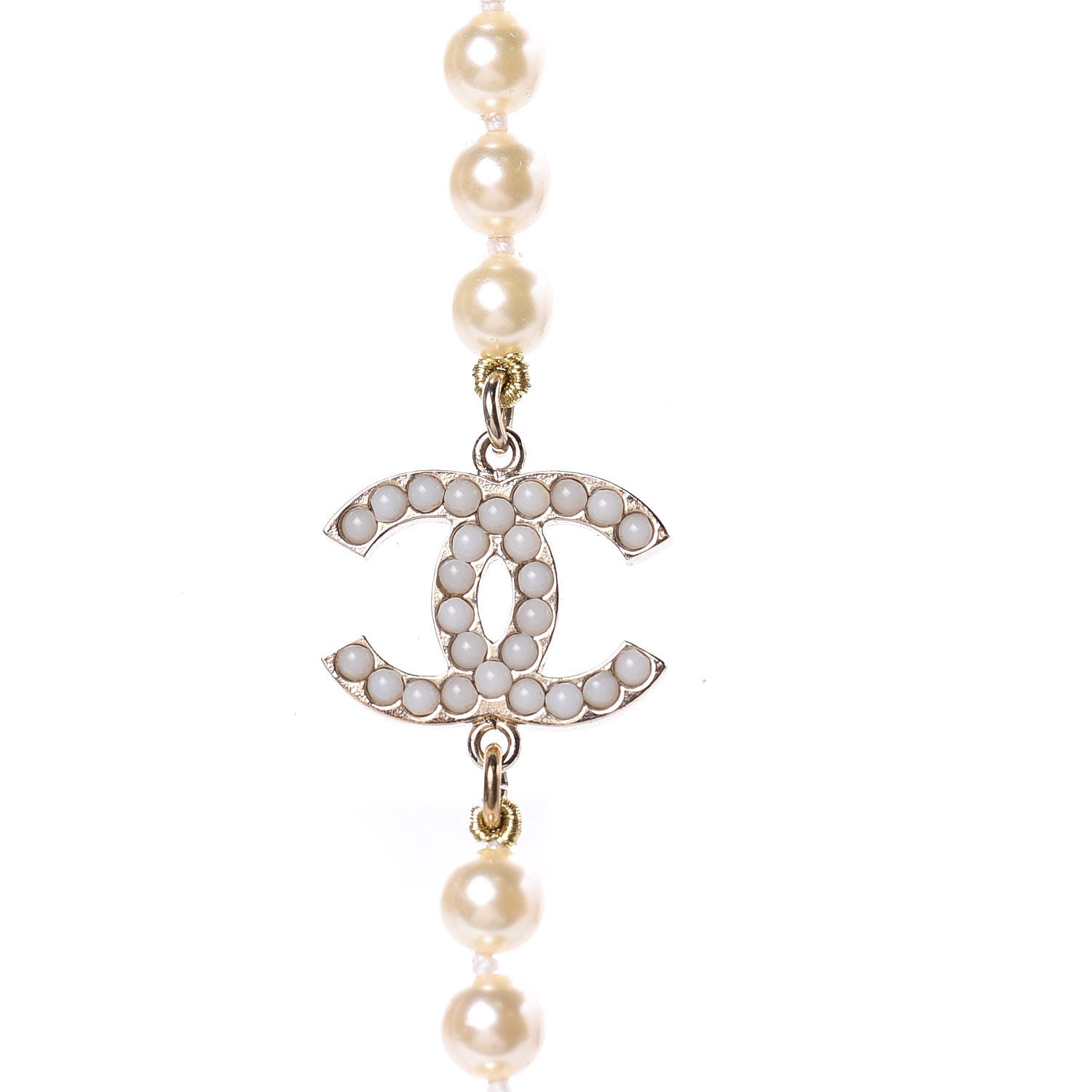 Chanel Graduated Pearl CC Long Necklace Light Gold 3 of 5