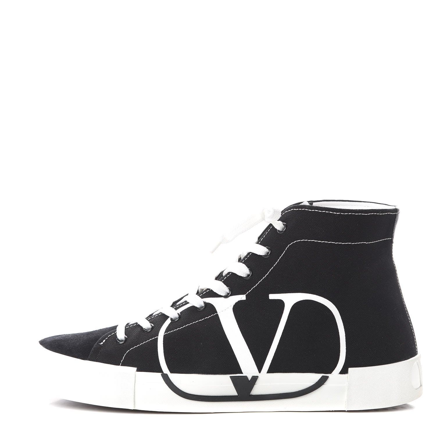 Valentino Garavani Canvas Suede Mens VLTN Tricks High Top Sneakers 45 Black 1 of 7