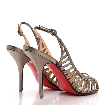 Christian Louboutin Metallic Calfskin Slingback Pumps 38 Pewter 5 of 14