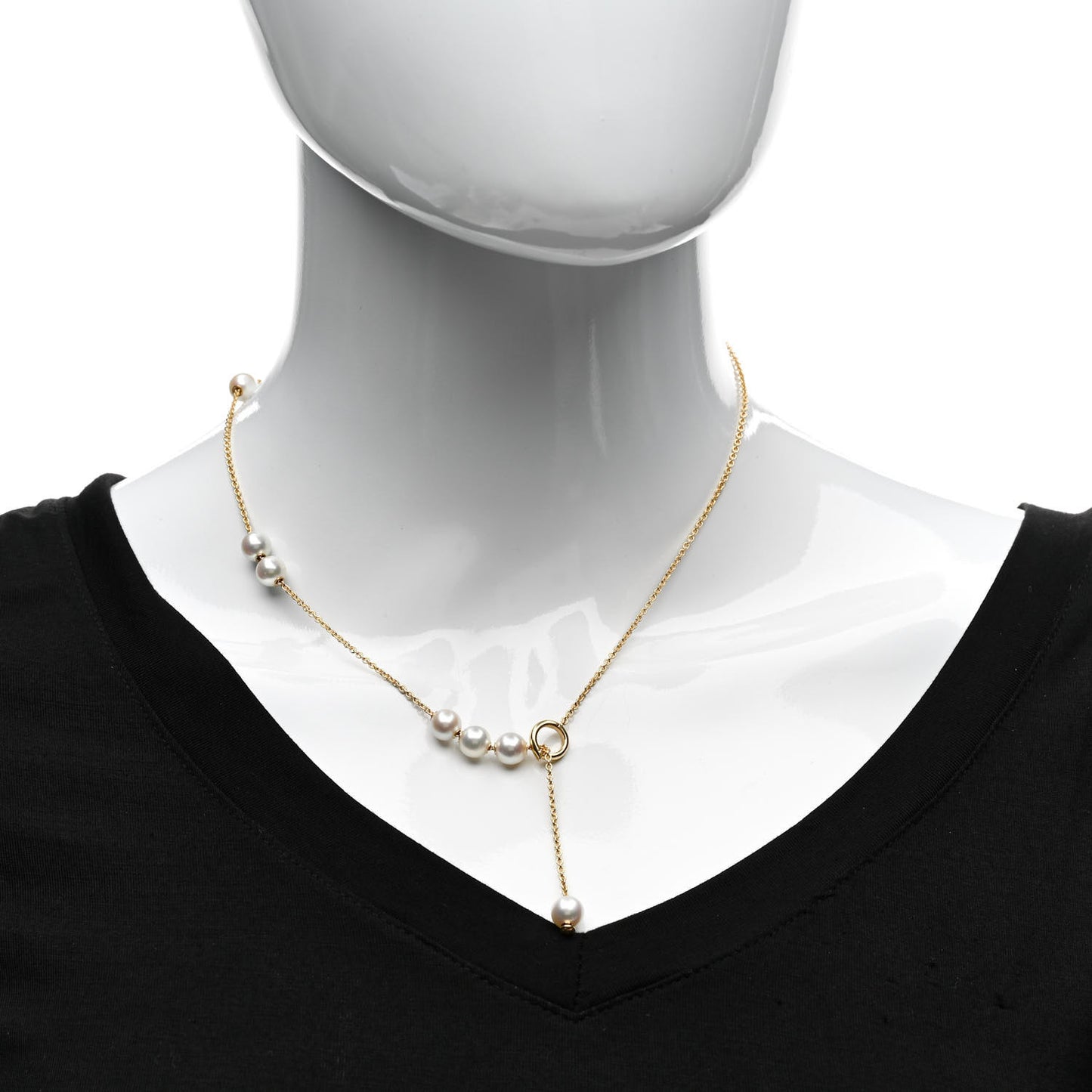 18K Yellow Gold Akoya Pearl 7-7.5mm Pearls in Motion Lariat Necklace
