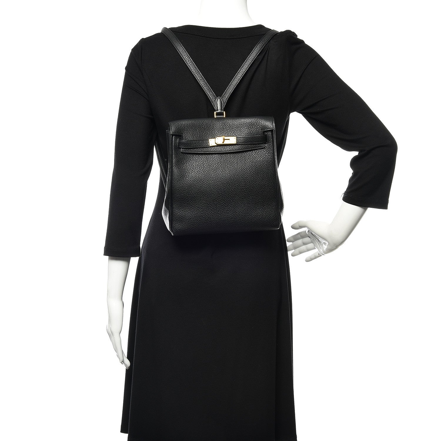 Hermes Taurillon Clemence Kelly Ado Backpack Black 3 of 20