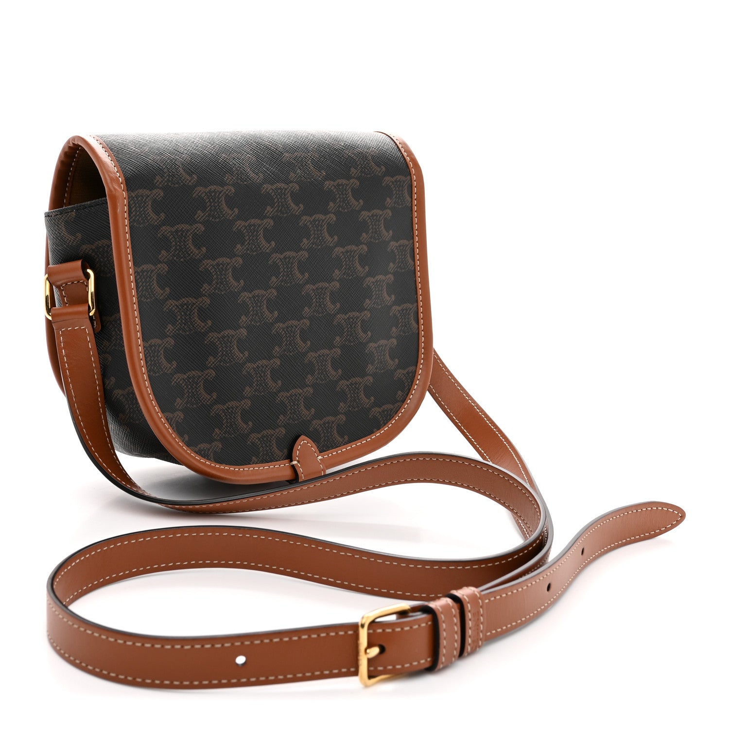 Celine Triomphe Canvas Medium Folco Bag Tan 3 of 11