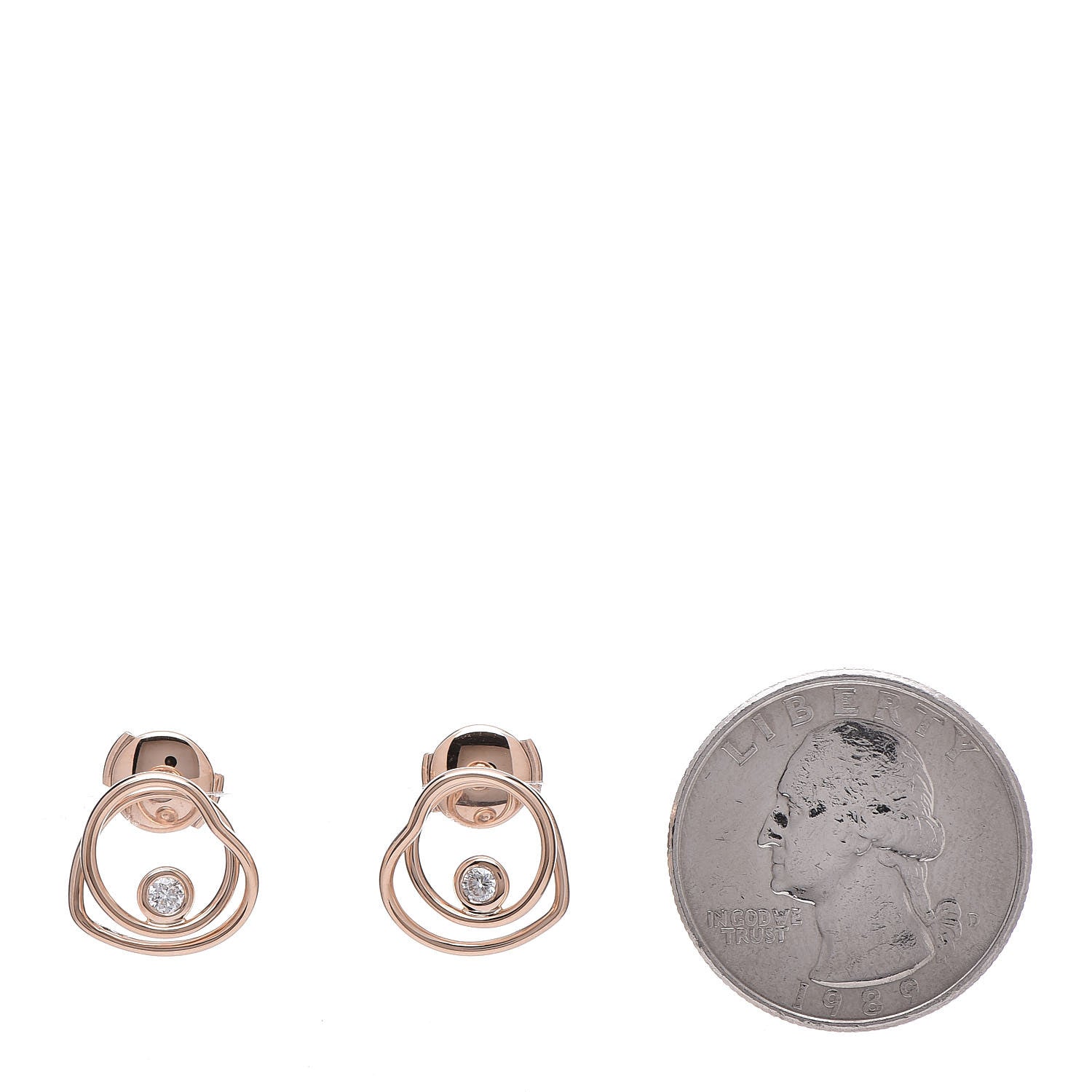 Hermes 18K Rose Gold Diamond TPM Vertige Coeur Earrings 2 of 5
