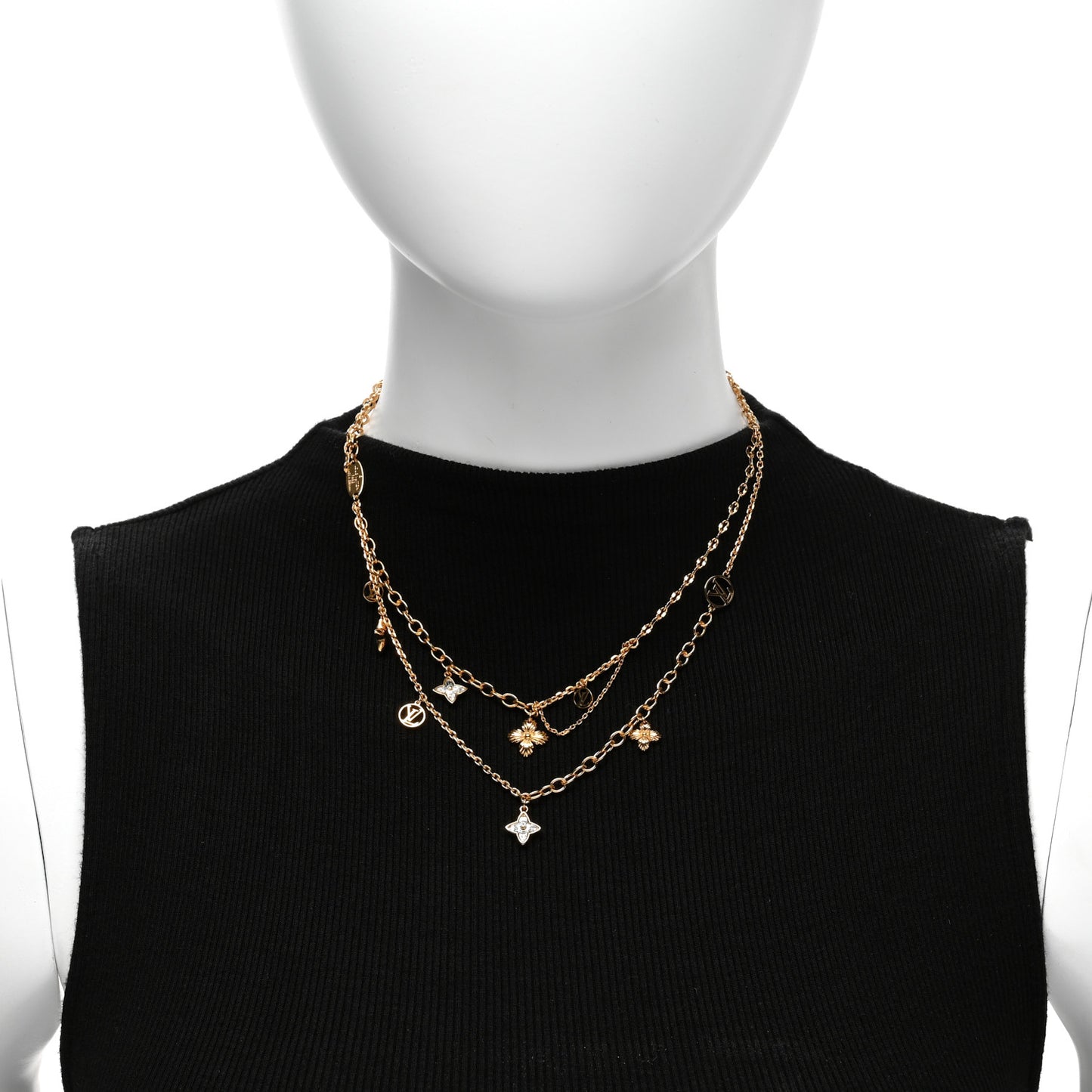 Metal Blooming Strass Necklace Gold
