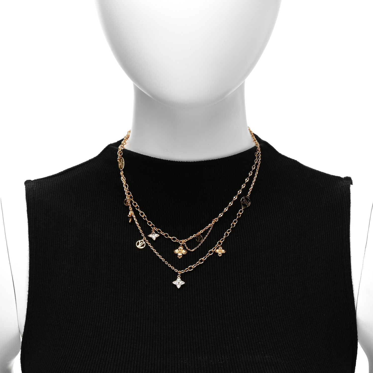 Louis Vuitton Metal Blooming Strass Necklace Gold 2 of 4