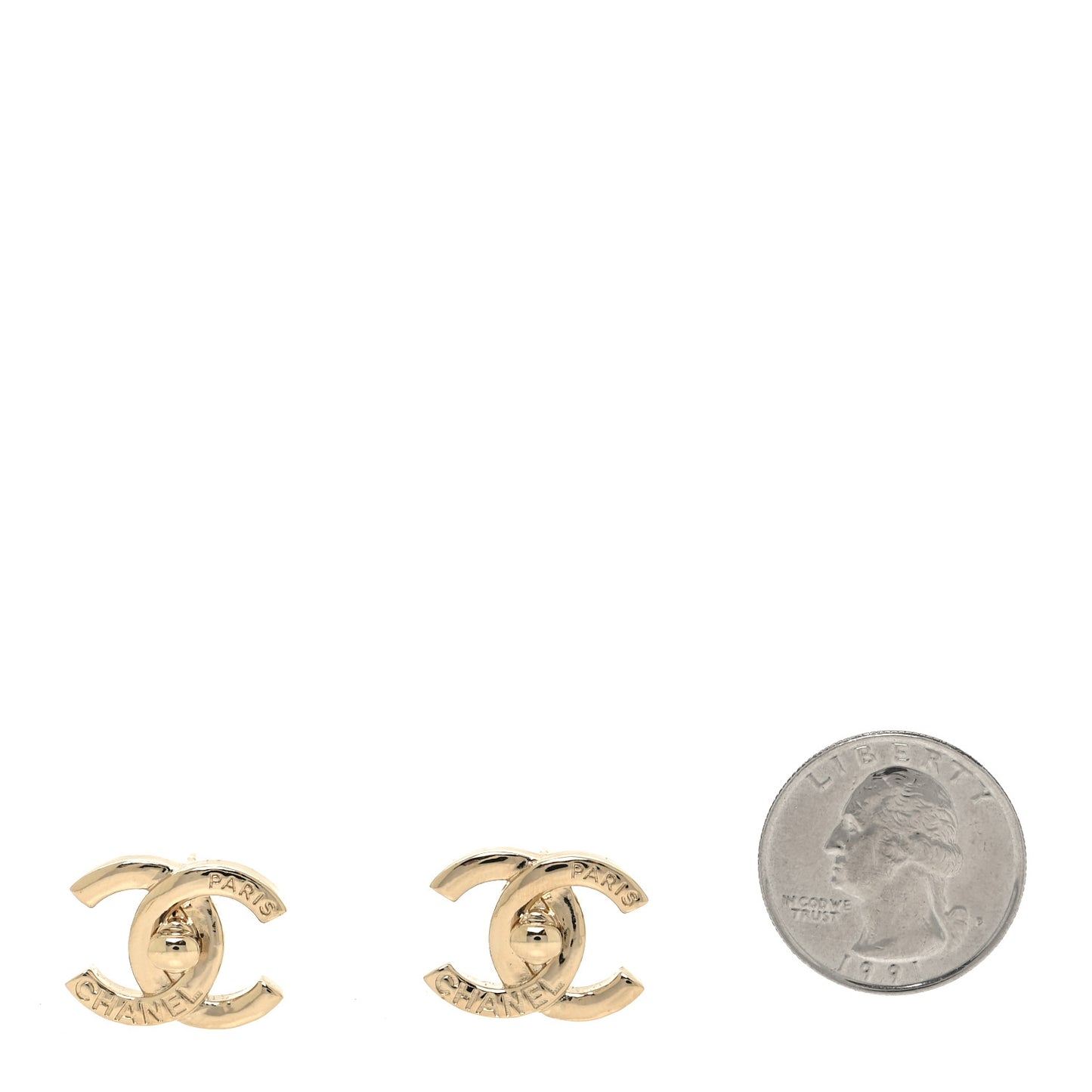 Metal Logo CC Turnlock Earrings Gold