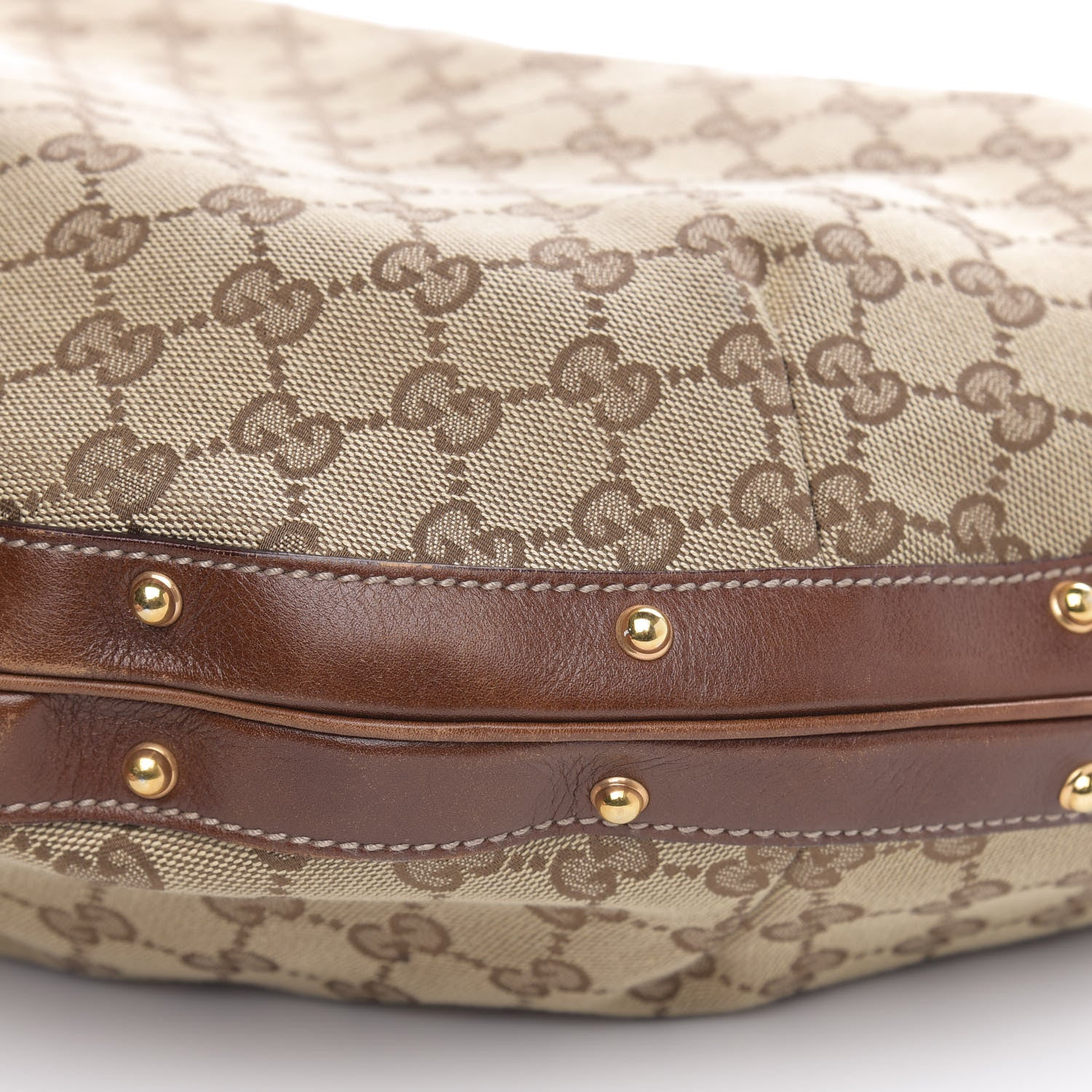 Gucci Monogram Large Biba Studded Hobo Brown 10 of 13