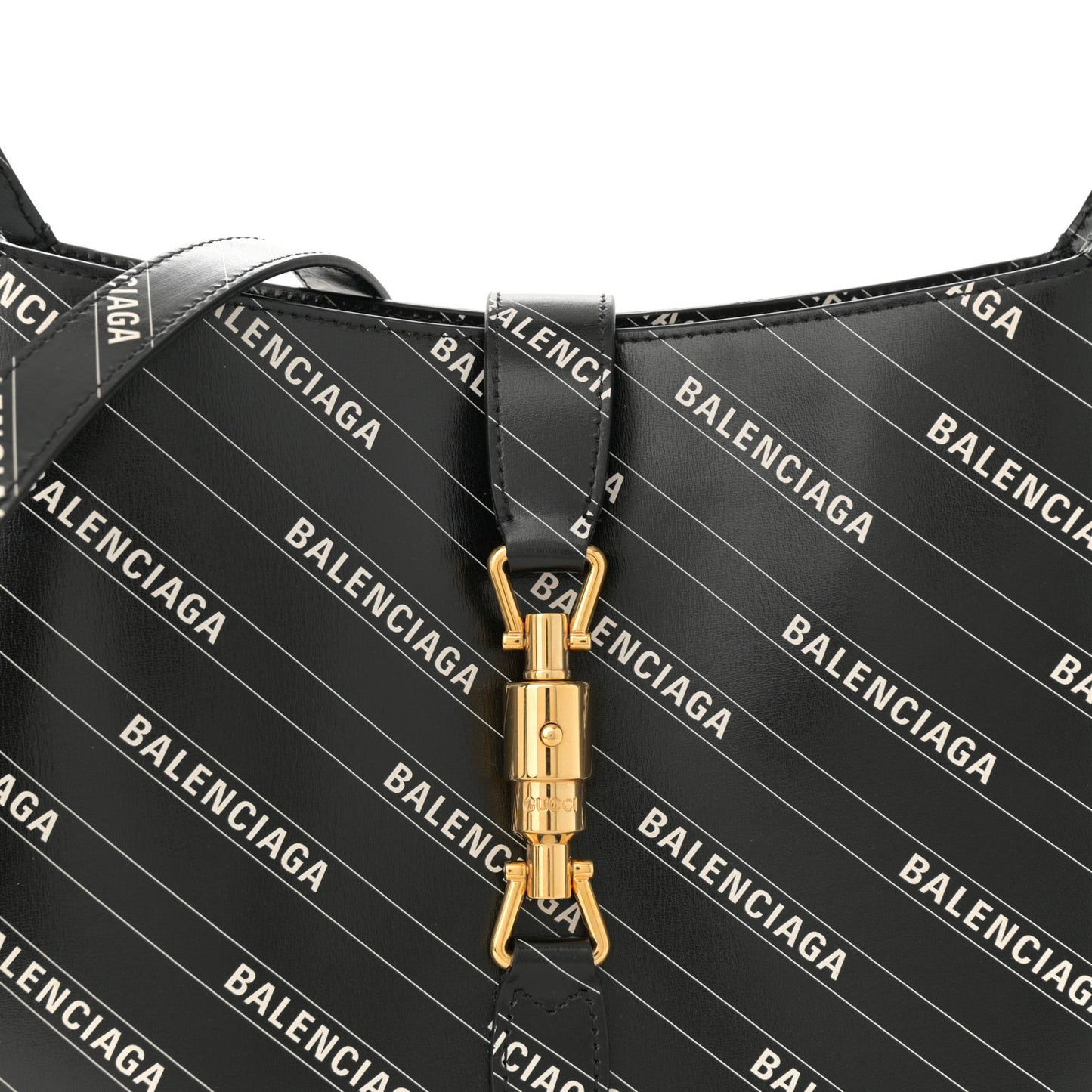 X BALENCIAGA Calfskin Logo Print Medium Jackie 1961 Hobo Black
