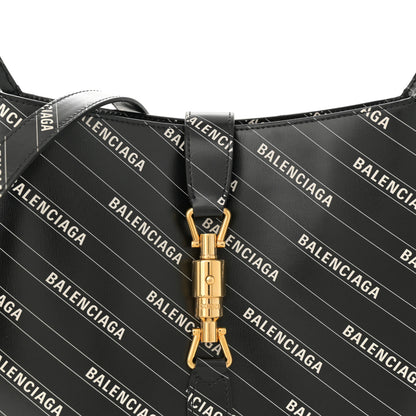 Gucci X BALENCIAGA Calfskin Logo Print Medium Jackie 1961 Hobo Black 8 of 12