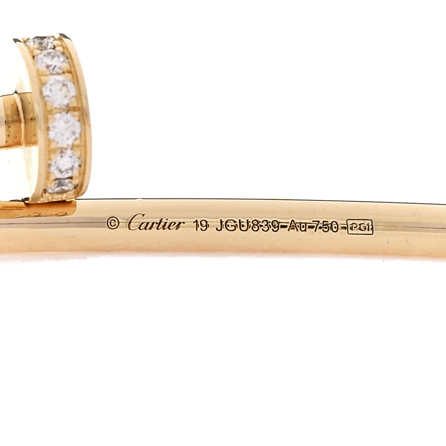 Cartier 18K Yellow Gold Diamond Small Juste Un Clou Bracelet 19 4 of 5