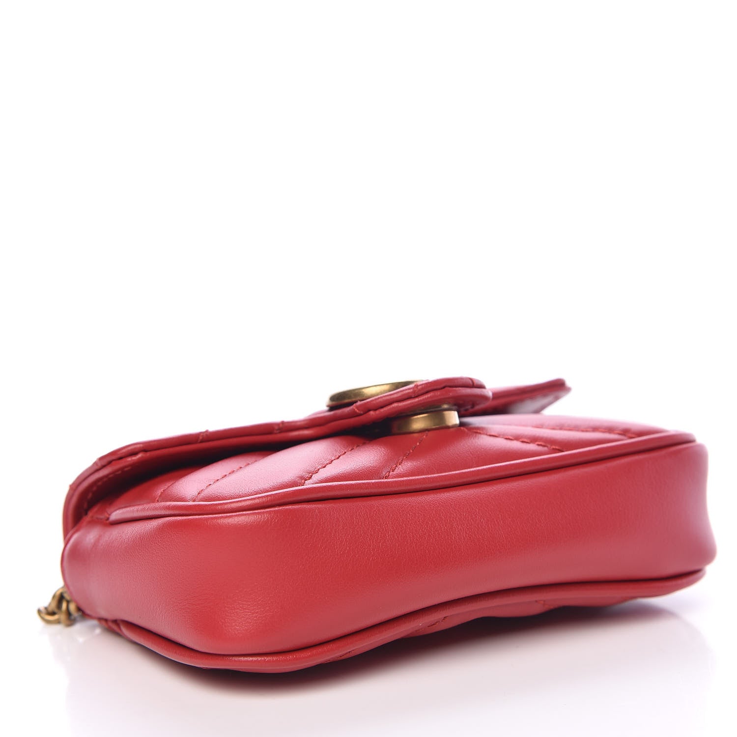 Gucci Calfskin Matelasse GG Marmont 2.0 Coin Purse On A Chain Hibiscus Red 4 of 10