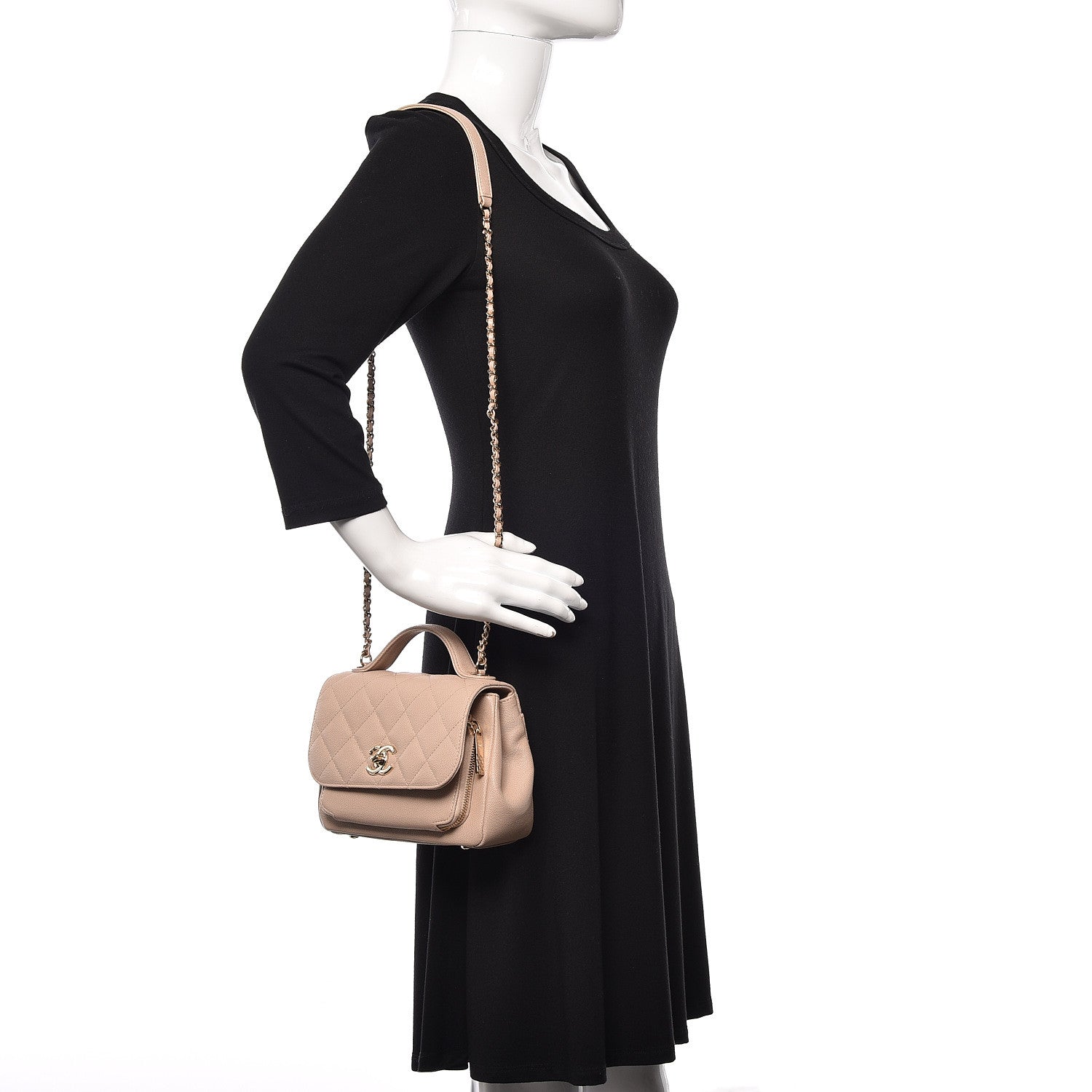 Chanel Caviar Quilted Small Business Affinity Flap Beige 2 of 12