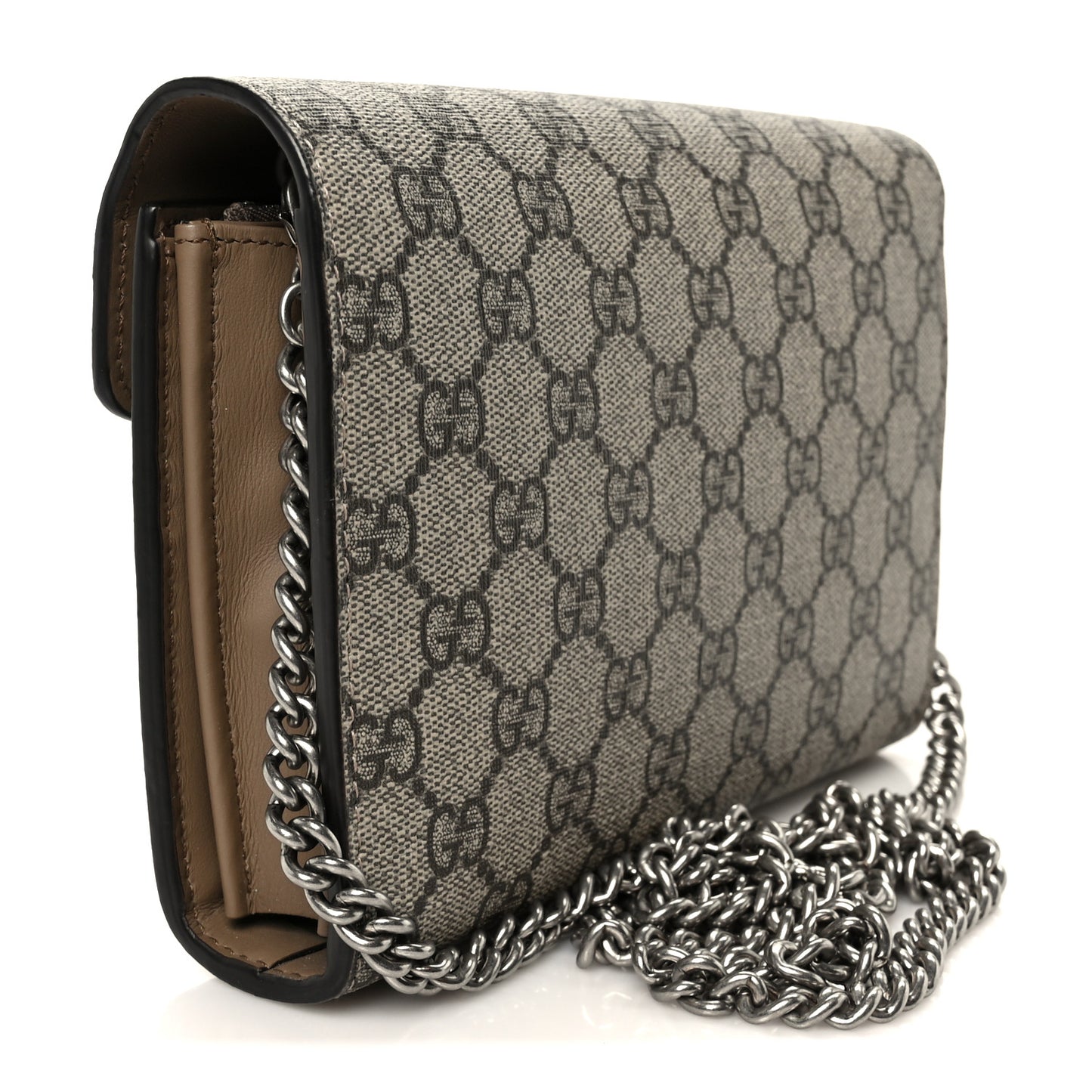 GG Supreme Monogram Mini Dionysus Chain Wallet Beige Taupe