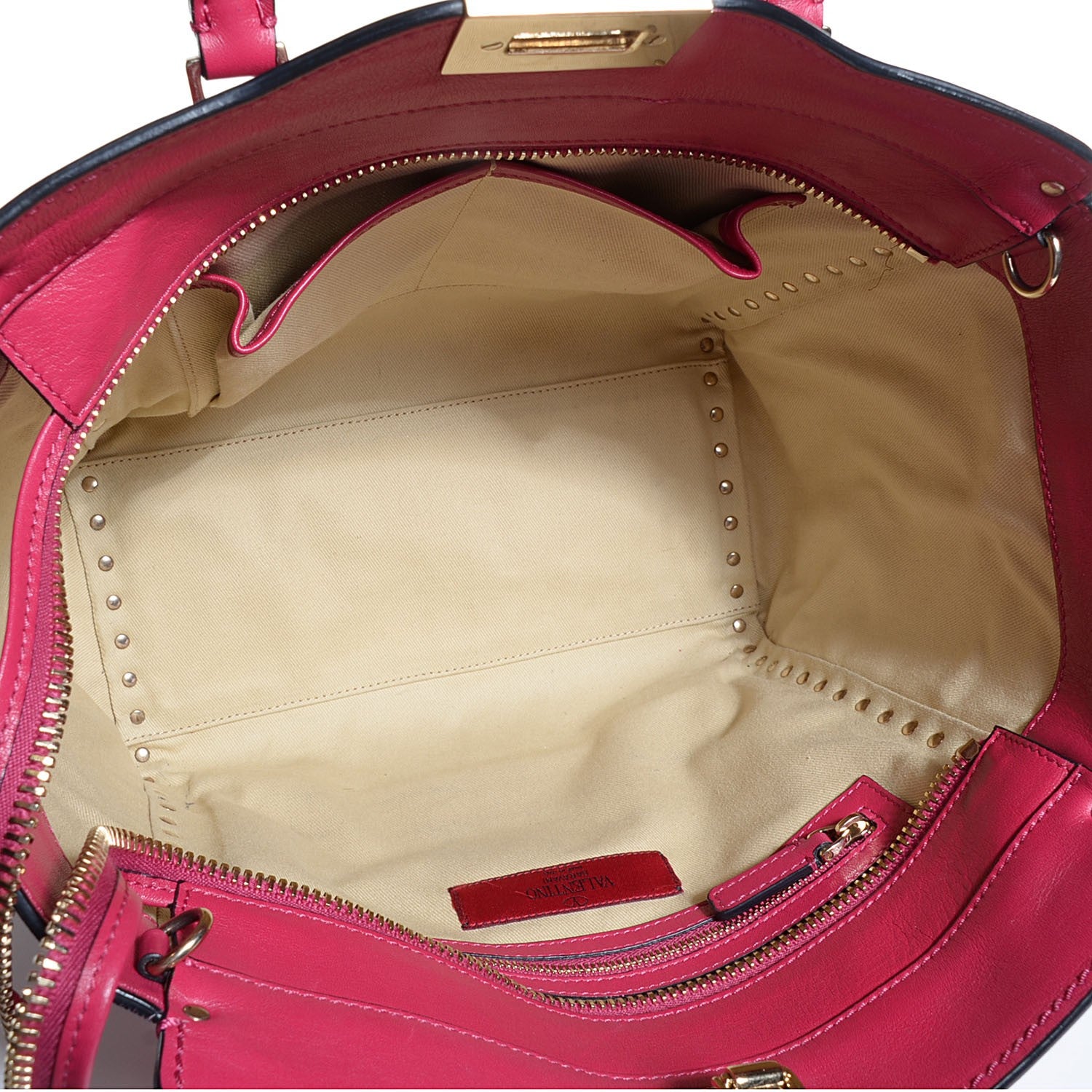 Valentino Garavani Vitello Rockstud Double Handle Tote Cyclamin 5 of 9