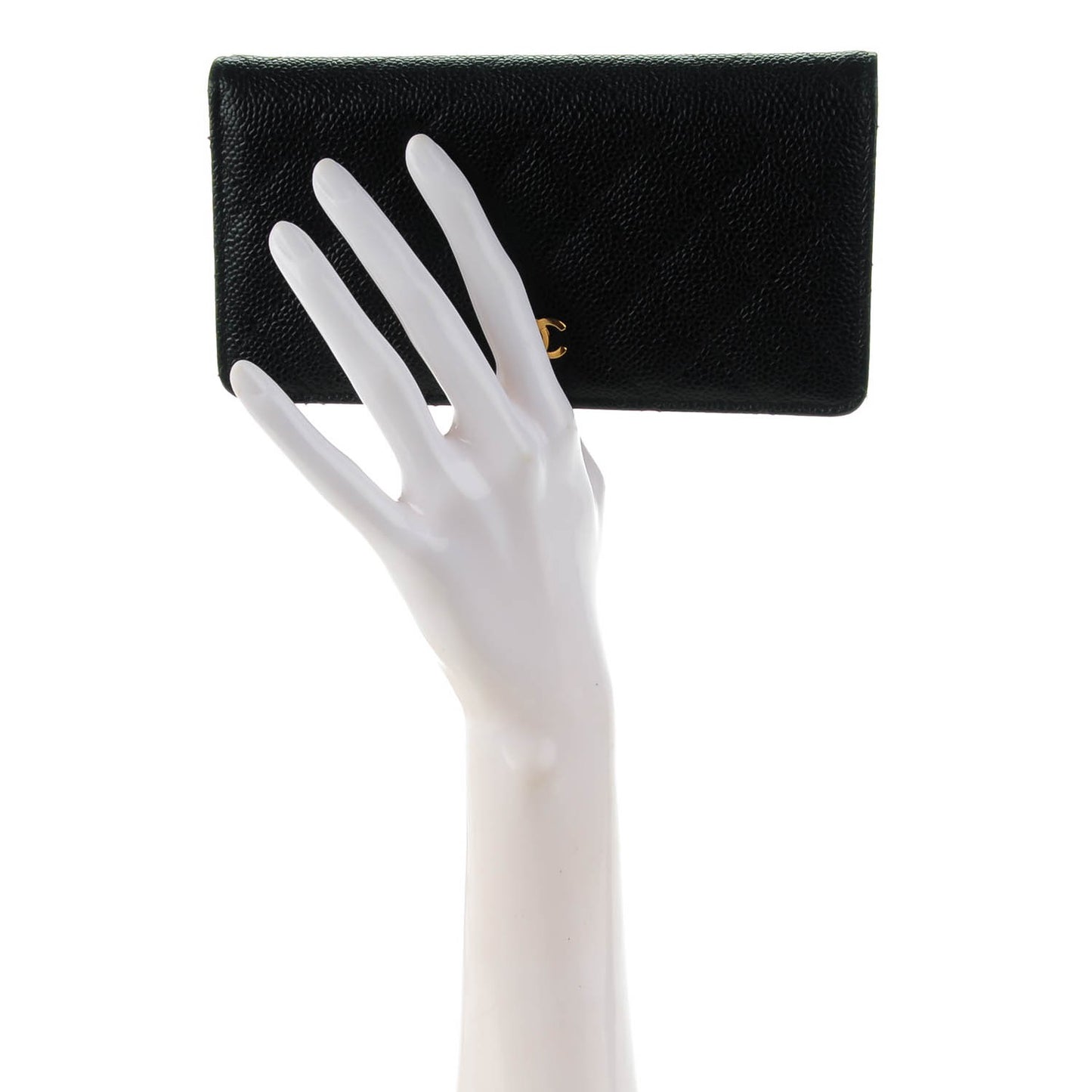 Caviar Quilted Yen Wallet Black