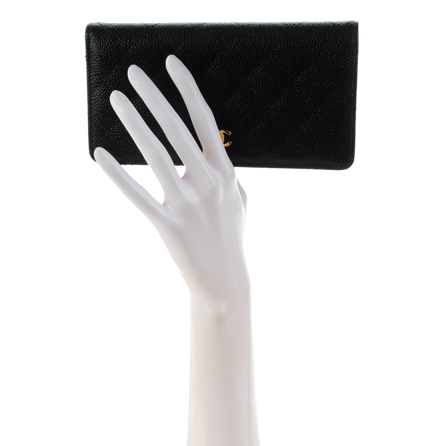 Chanel Caviar Quilted Yen Wallet Black 2 of 8
