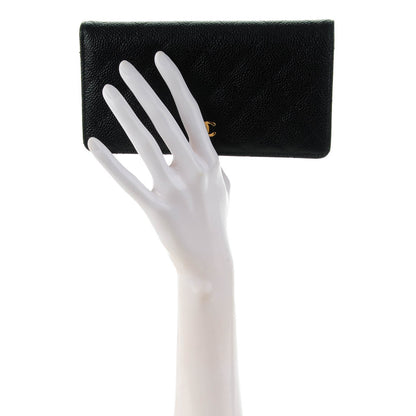 Chanel Caviar Quilted Yen Wallet Black 2 of 8
