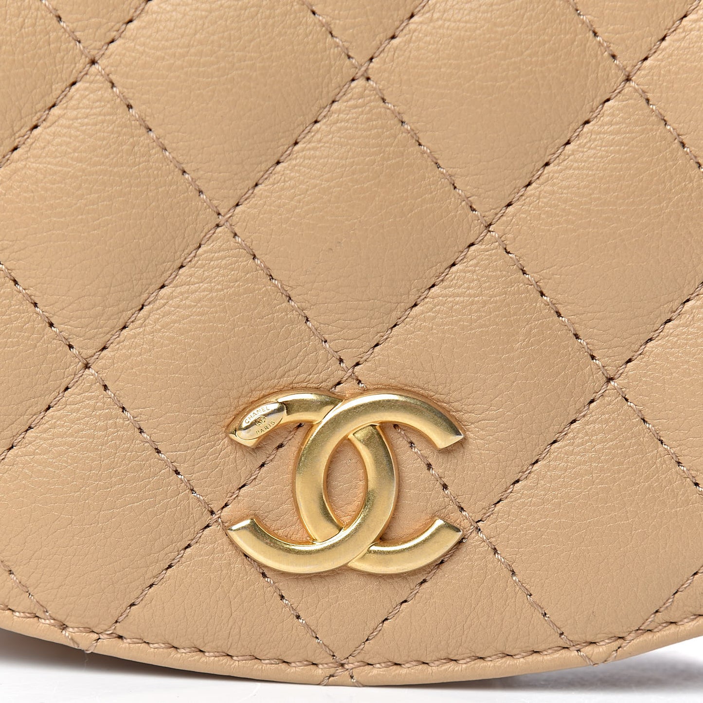 Calfskin Quilted Small Messenger Flap Beige