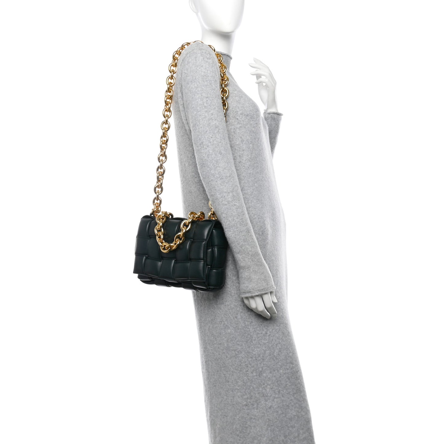 Lambskin Maxi Intreccio Padded Chain Cassette Crossbody Bag Inkwell