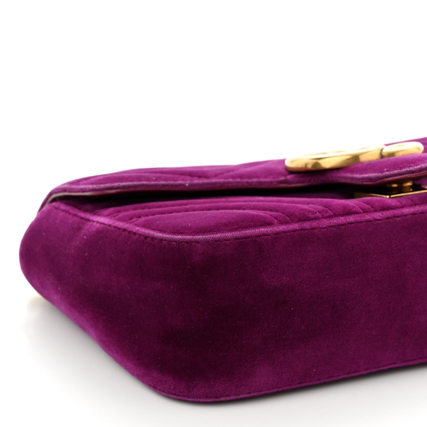 Velvet Matelasse Mini GG Marmont Shoulder Bag Fuchsia Violet Cyclamen
