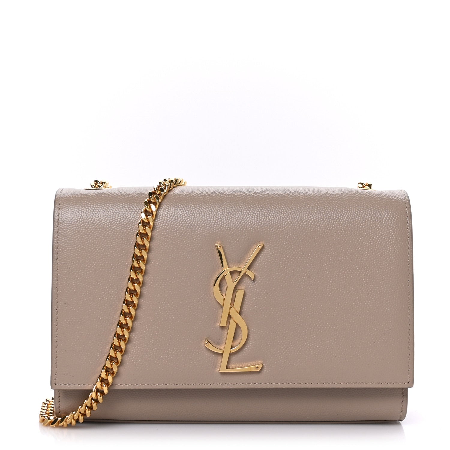 Saint Laurent Grain De Poudre Small Monogram Kate Satchel Dark Beige 1 of 8