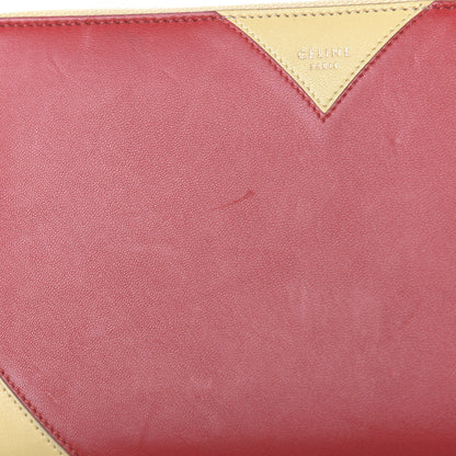 Celine Goatskin Bi-Color Large Zip Around Multifunction Coeur Wallet Nude Red 9 of 13