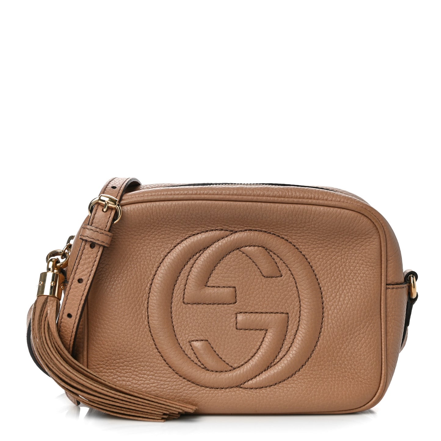 Pebbled Calfskin Small Soho Disco Bag Camelia