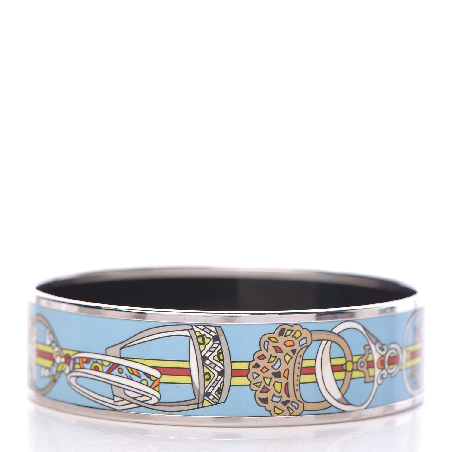 Hermes Enamel Printed Wide Concours d'Etrier Bracelet Bracelet 70 3 of 6