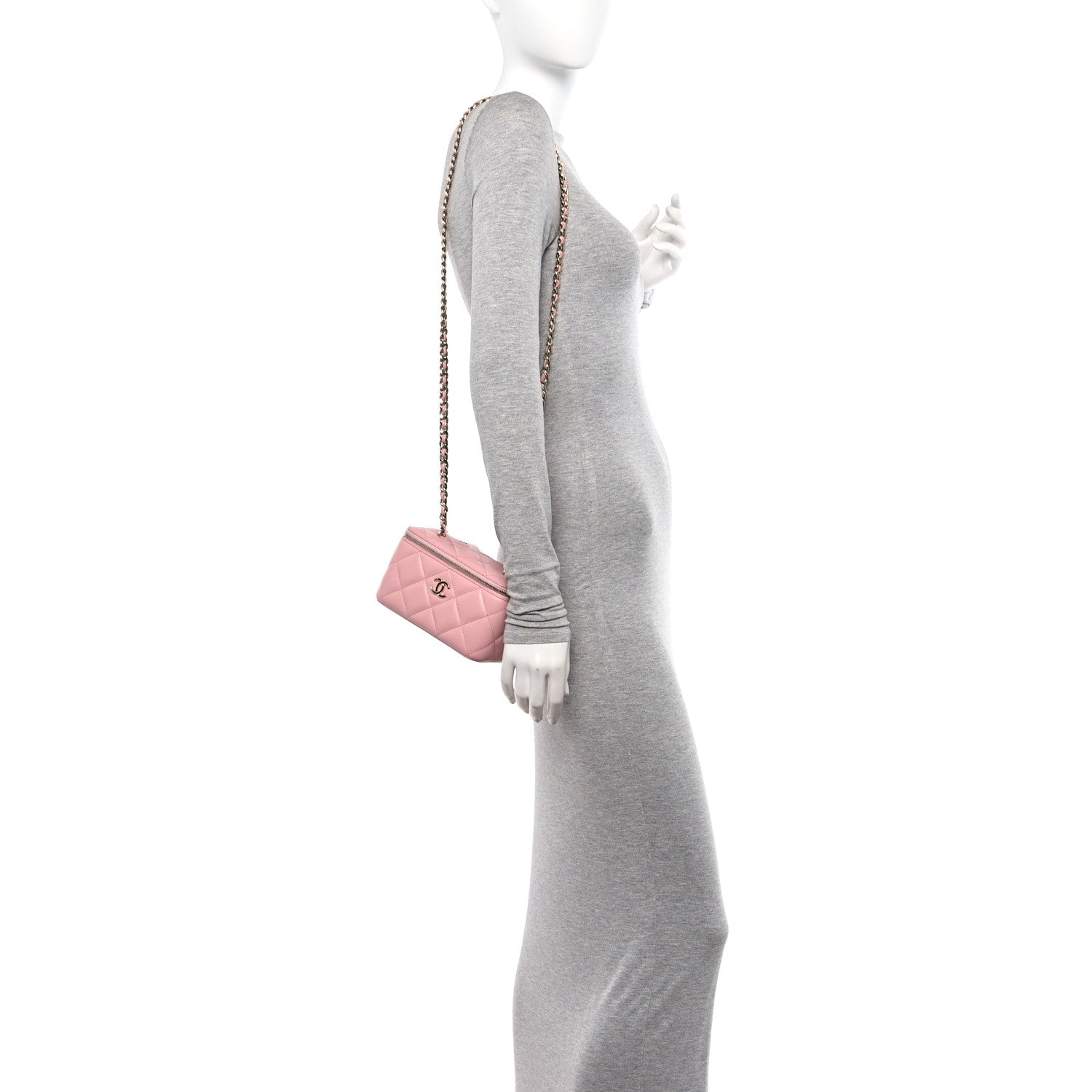 Chanel Lambskin Resin Elegant Chain Vanity Case Pink 2 of 13