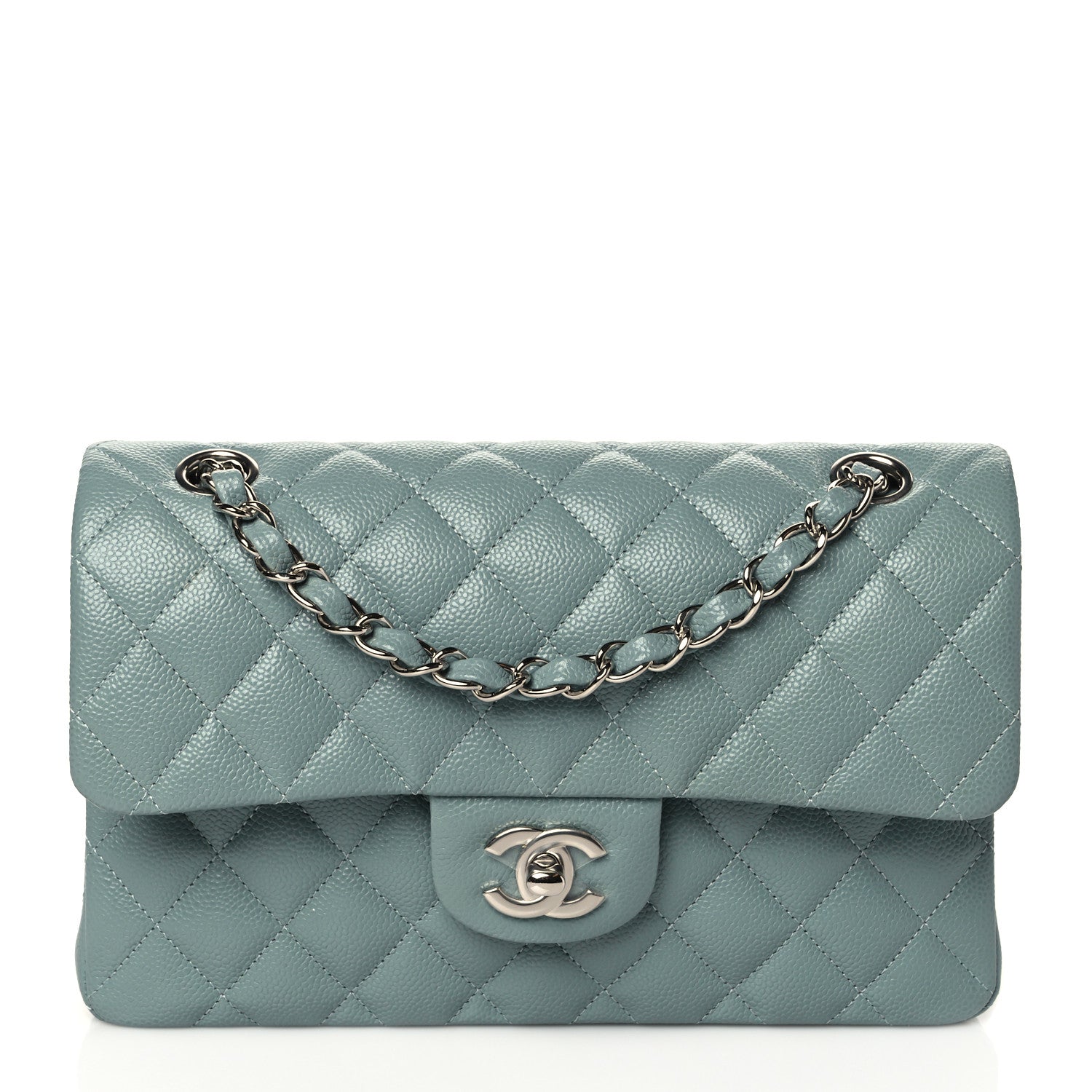 Chanel Caviar Quilted Small Double Flap Light Blue 1 of 10