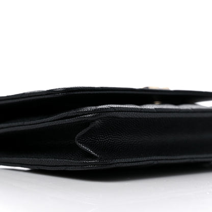 Chanel Caviar Quilted Striated CC Wallet On Chain WOC Black 8 of 10