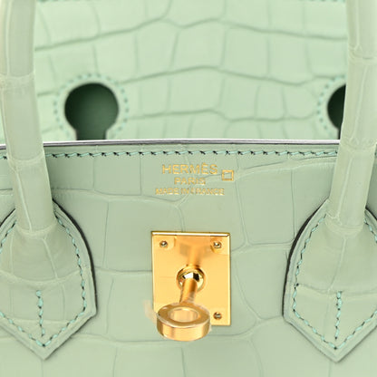 Hermes Matte Alligator Birkin 25 Vert D'eau 6 of 12