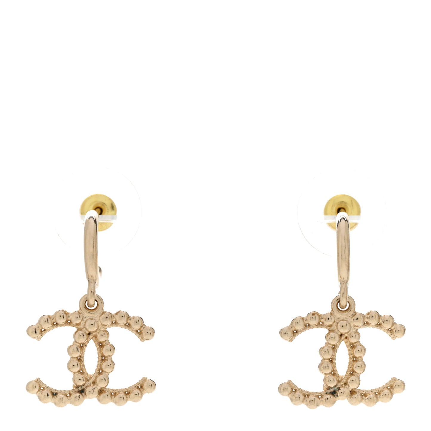 Metal Bead CC Drop Earrings Gold