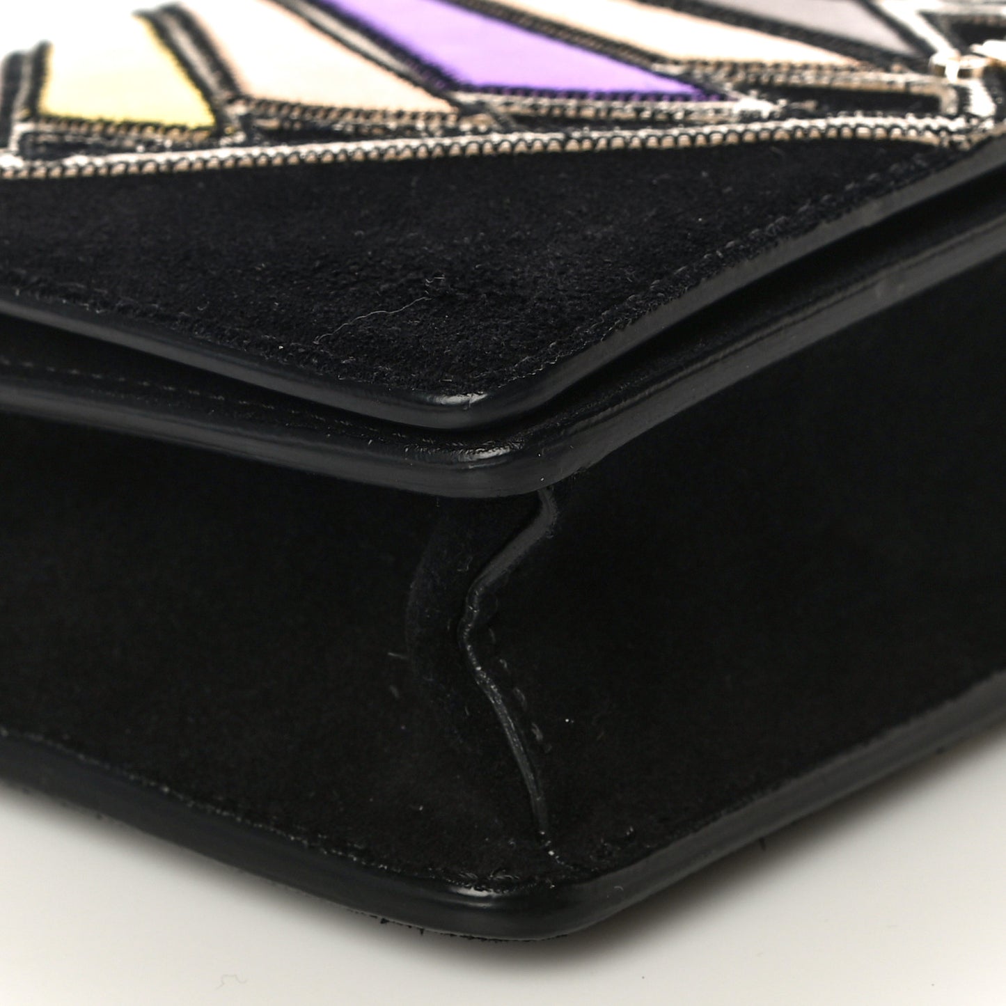 Suede Calfskin Egyptian Print Mini Pandora Chain Wallet Multicolor