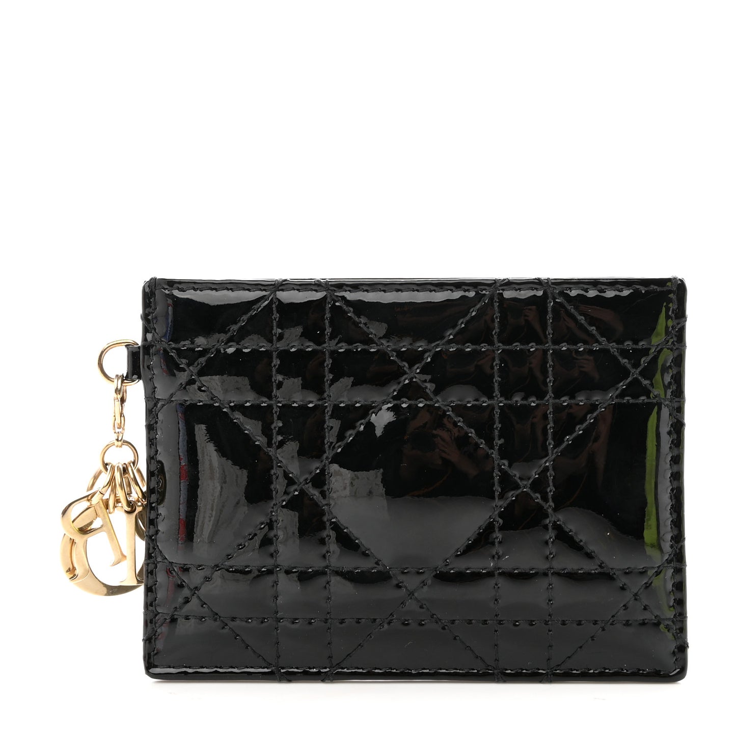 Patent Cannage Lady Dior Card Holder Black
