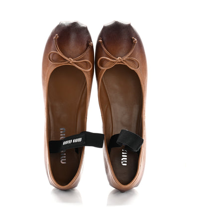 Miu Miu Calfskin Ballerina Flats 37 Caramel 2 of 8