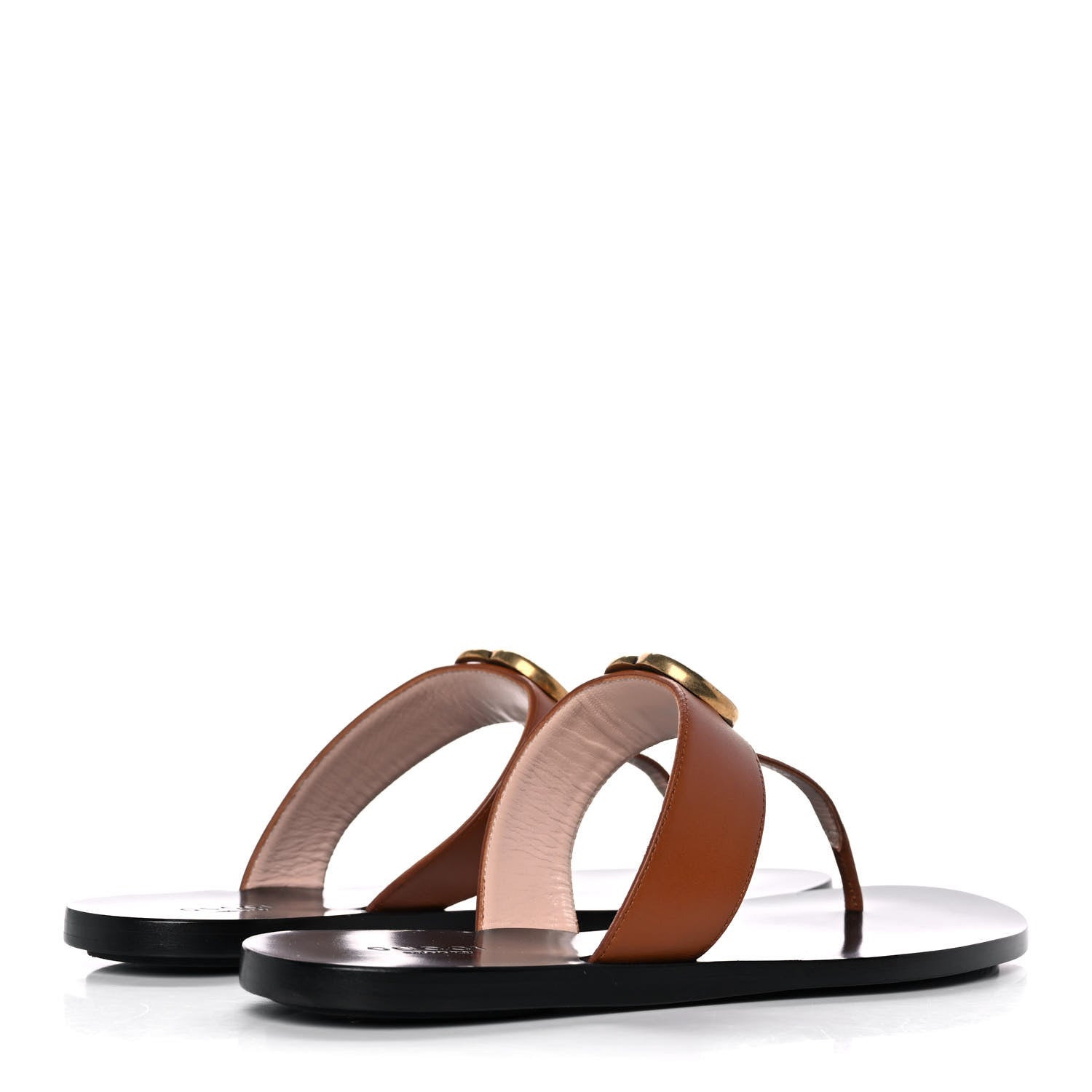 Gucci Calfskin GG Marmont Thong Sandals 37.5 Cognac 4 of 9