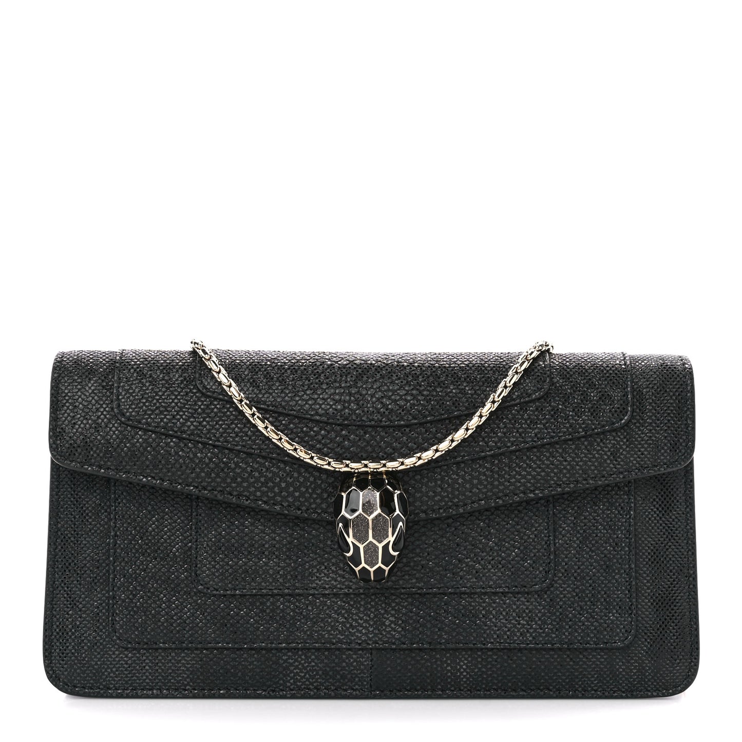 Metallic Karung Serpenti Forever Shoulder Bag Black