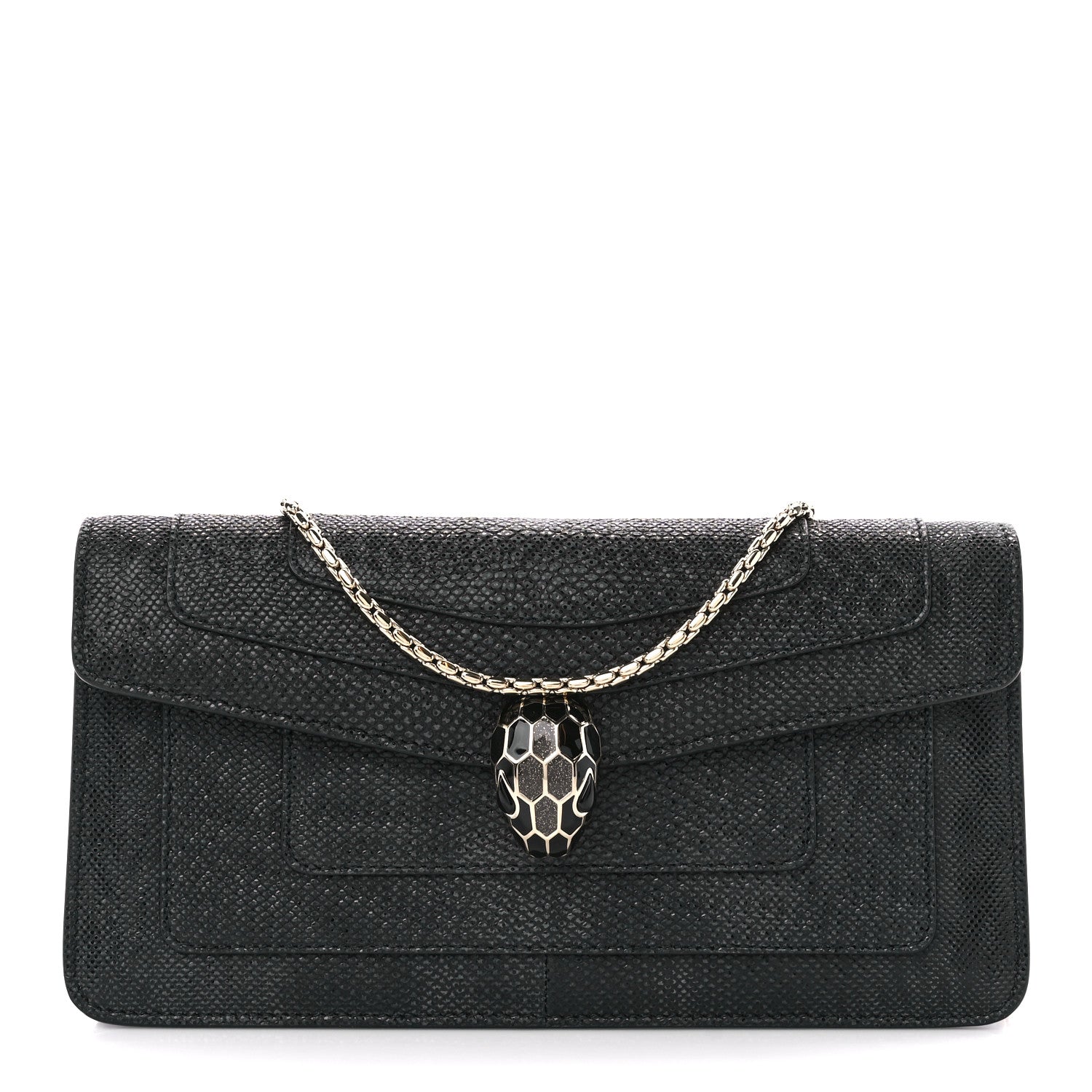 Bulgari Metallic Karung Serpenti Forever Shoulder Bag Black 3 of 12