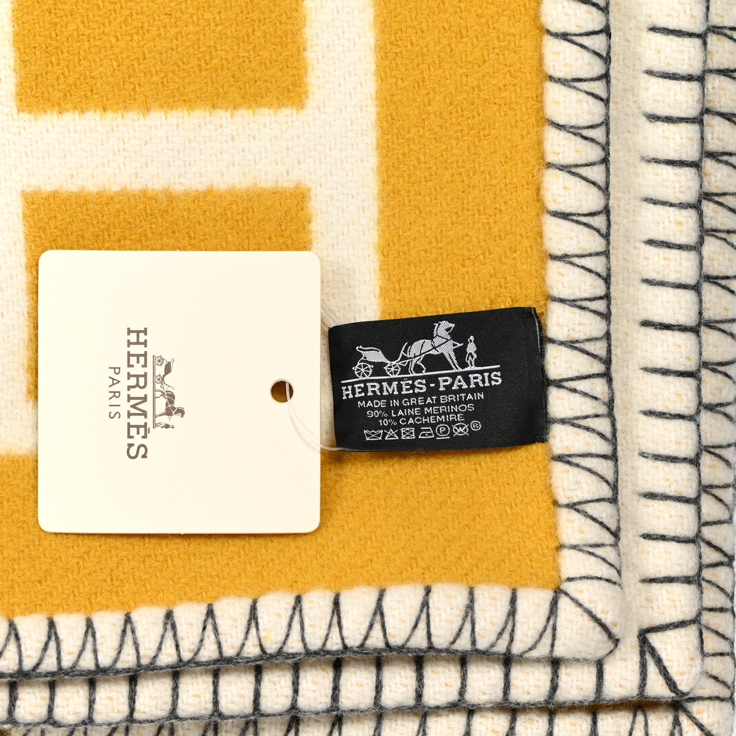 Hermes Wool Cashmere Avalon III Blanket Gris Soleil 3 of 3