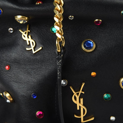 Saint Laurent Lambskin Charm Studded Teddy Drawstring Bag Black 11 of 14