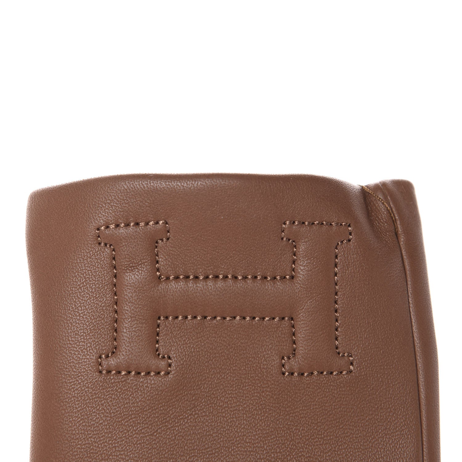 Hermes Glossy Lambskin Bastille Gloves 7 Cognac 6 of 7