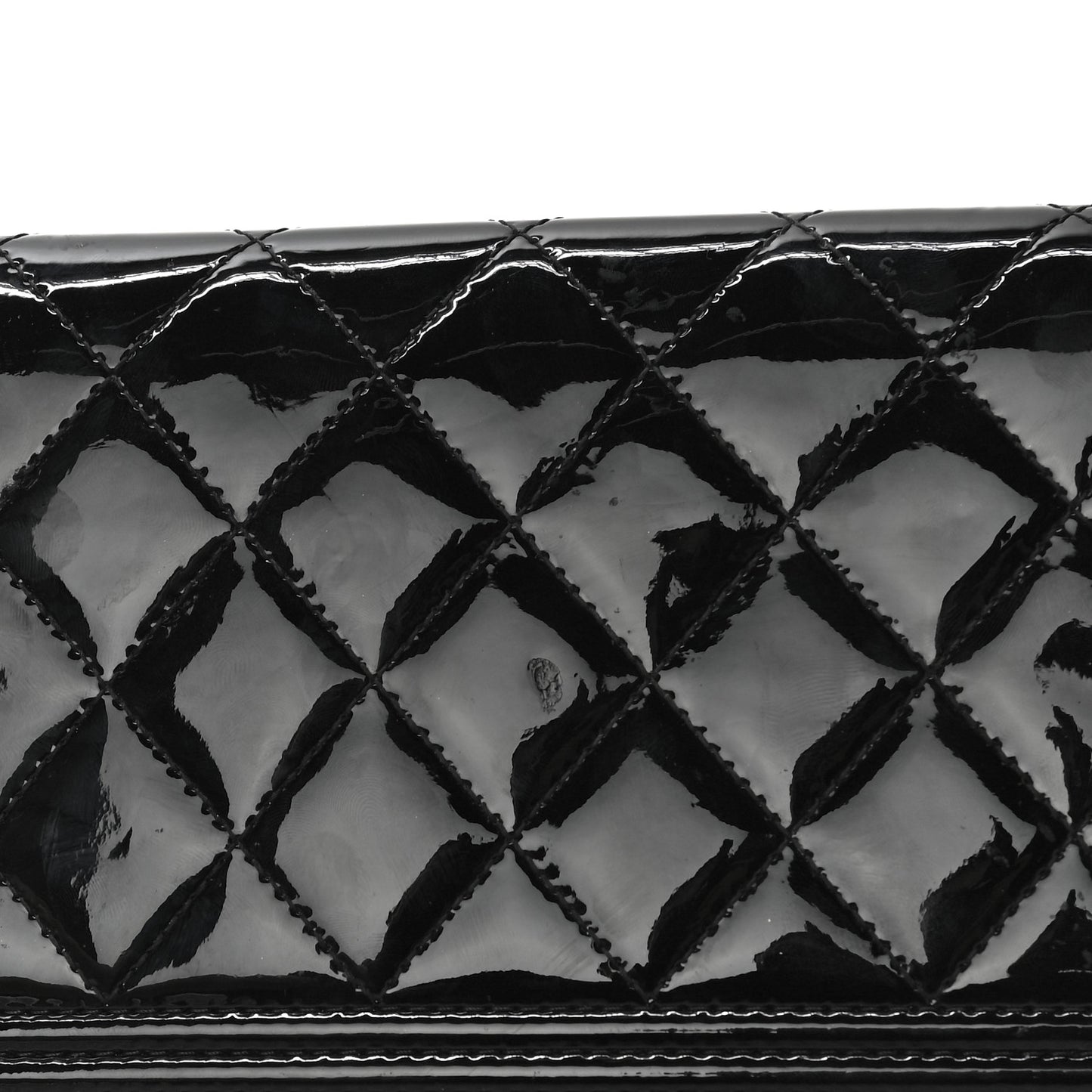 Patent Calfskin Quilted Boy Yen Wallet Black