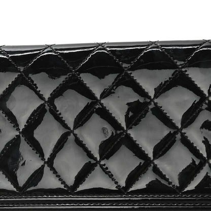 Chanel Patent Calfskin Quilted Boy Yen Wallet Black 13 of 15