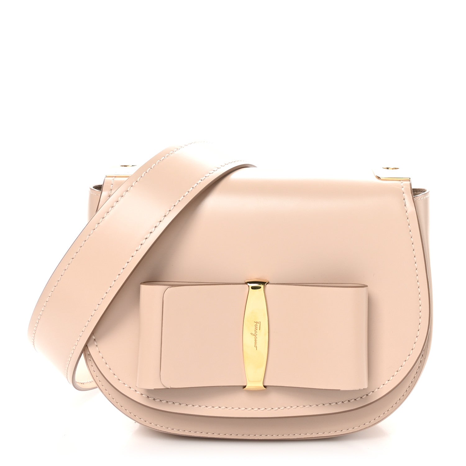 Salvatore Ferragamo Smooth Calfskin Small Anna Shoulder Bag New Bisque 1 of 9