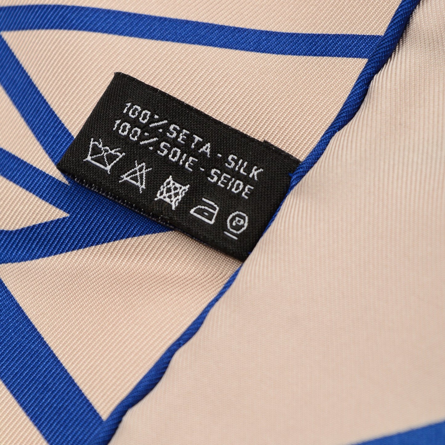 Silk CC Geometric Scarf Beige Blue