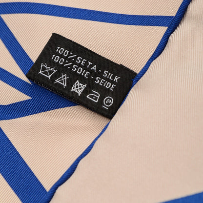 Chanel Silk CC Geometric Scarf Beige Blue 5 of 5