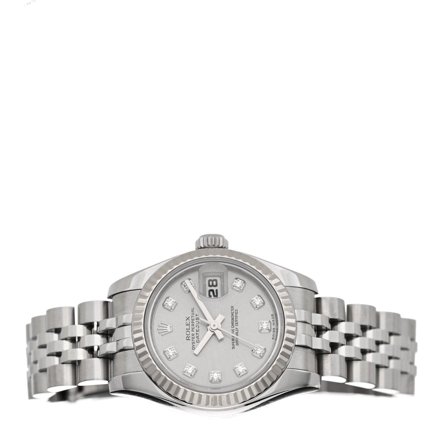 Rolex Stainless Steel 18K White Gold Diamond 26mm Oyster Perpetual Datejust Watch Silver 179174 2 of 5