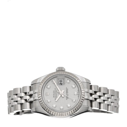 Rolex Stainless Steel 18K White Gold Diamond 26mm Oyster Perpetual Datejust Watch Silver 179174 2 of 5
