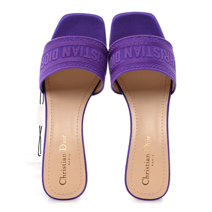 Christian Dior Satin Embroidered Dway 35mm Slide Sandals 39.5 Purple 2 of 10